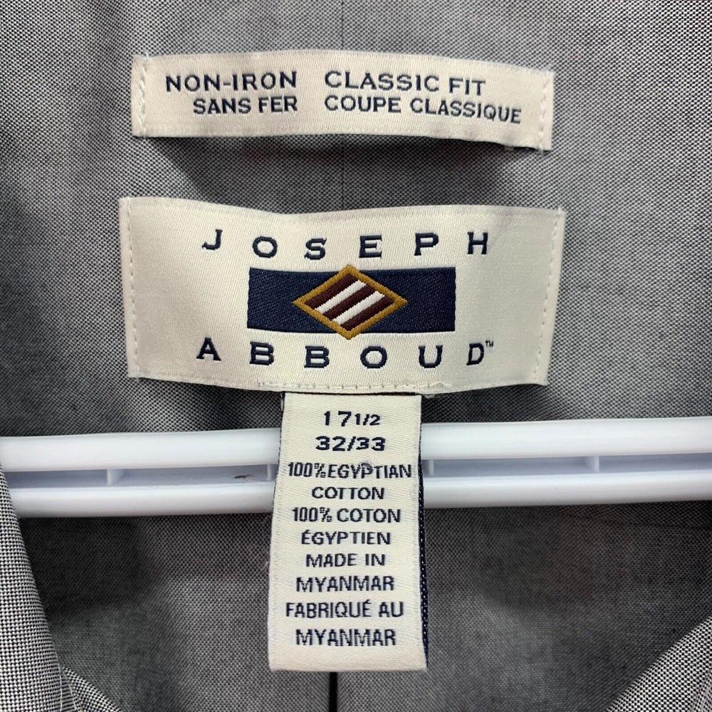 Joseph Abboud Mens Gray Non Iron Long Sleeve Button Up Shirt Size 17.5 (32/33) - Picture 3 of 7
